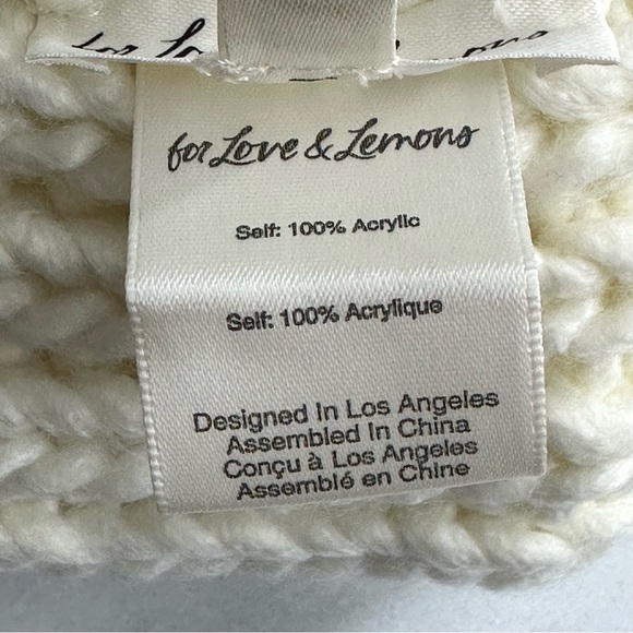 For Love & Lemons Cream Chunky Knit Beanie One Size FLL - Picture 3 of 5
